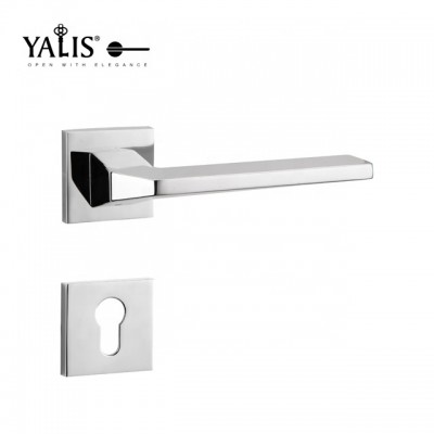 Brushed gold matt chrome metal mortise door handles of door